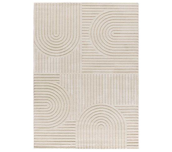 Tapis Intérieur 80x150 Cm Crème Rectangulaire Verona Géometrique Avec Relief