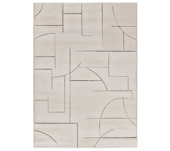 Tapis Intérieur 80x150 Cm Crème Rectangulaire Lena Géometrique