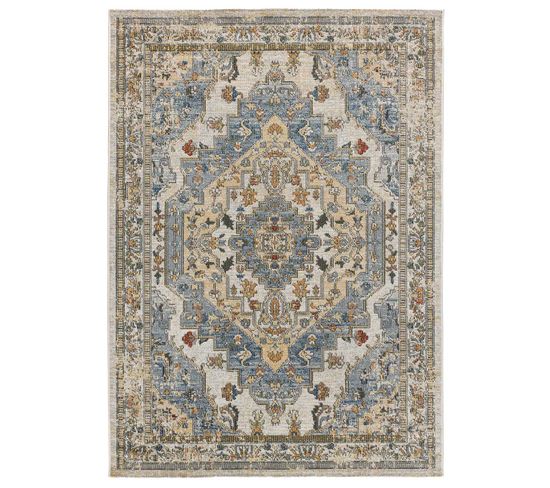 Tapis Extérieur 80x150 Cm Bleu Rectangulaire Luna