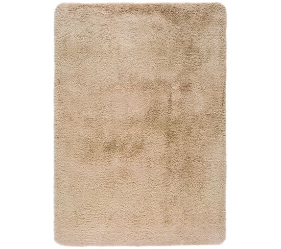 Tapis Intérieur 60x100 Cm Beige Rectangulaire Alpaca Shaggy Uni