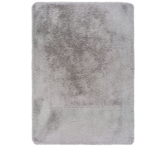 Tapis Intérieur 200x290 Cm Argent Rectangulaire Alpaca Shaggy Uni