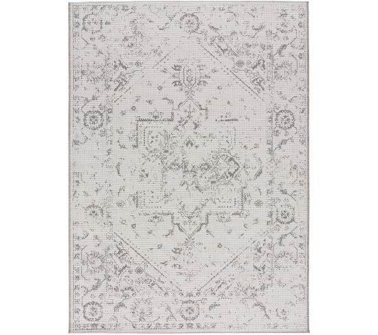 Tapis Extérieur 77x150 Cm Gris Rectangulaire Ballik Vintage