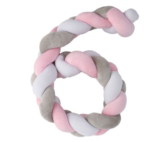 Twist Tresse Tour De Lit Bébé Protection Multifonctions   200 Cm Rose