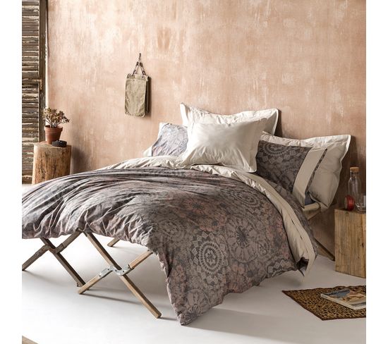 Housse De Couette Eider  Beige/gris/rose 200x200 Cm