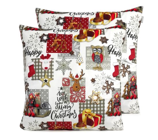 Housse De Coussin En Velour De Noël Naive 60x60 Cm (2)