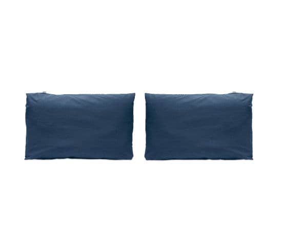 2 Taies D'oreiller 100% Coton Casual 50x75  Cm Bleu