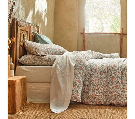 Housse De Couette Lin/coton Organic Indira 155x220 Cm Beige