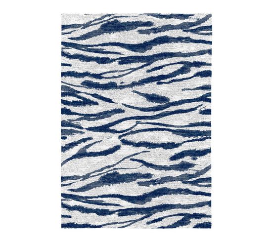 Tapis Bleu Peinture Abstrait Design Plat Jibra Bleu 160x230