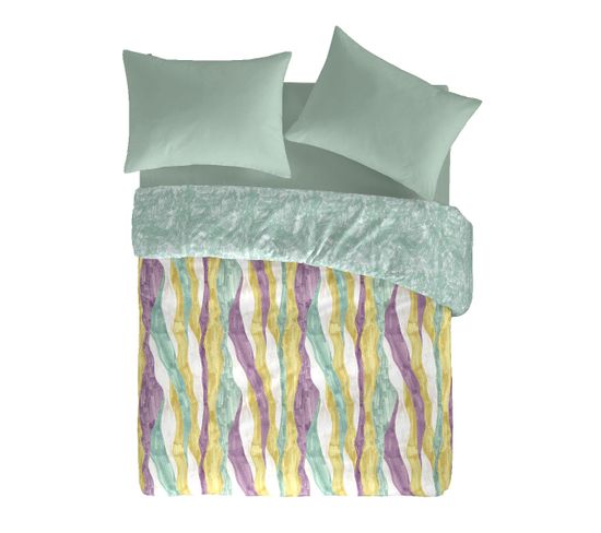 Housse De Couette Réversible En Coton Wave A-b 240x220 Cm Multicolore