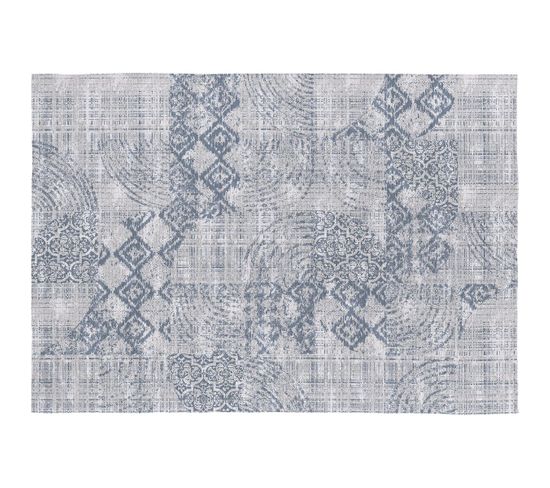 Tapis Moderne Bleu Rayé Plat Gueros Bleu 120x170