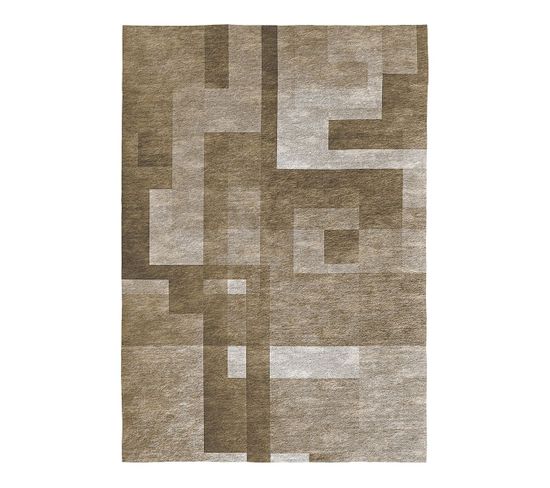 Tapis Marron Graphique Moderne Plat Cubik Marron 120x170