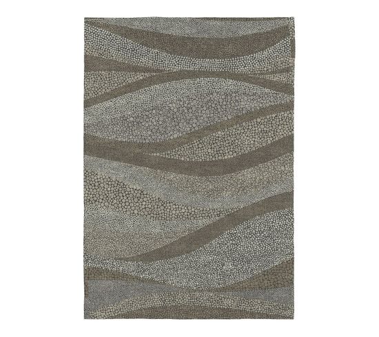 Tapis Gris Courbe Plat Design Ograbe Gris 120x170