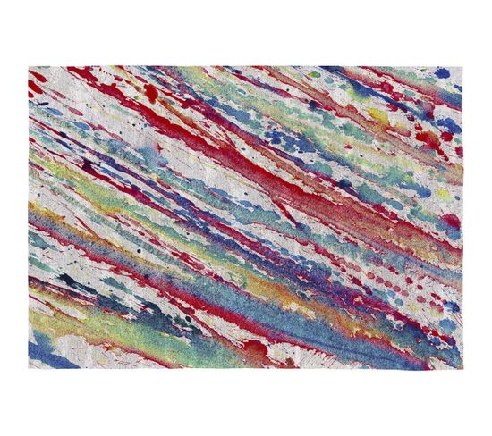 Tapis Peinture Coloré Plat Moderne Abstrait Splash Multicolore 80x150
