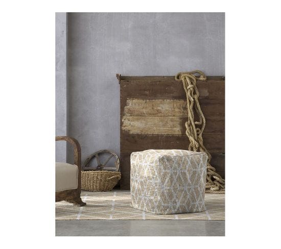 Pouf Scandinave Géométrique Beige Trico Beige 50x50x50