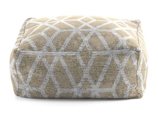 Pouf Scandinave Géométrique Beige Trico Beige 50x50x25