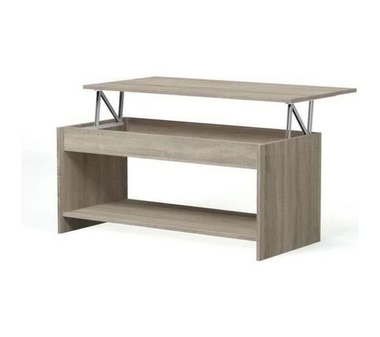 Table Basse Relevable - Style Contemporain - Décor Chene Sonoma - L100 X P50 X H44cm - Happy