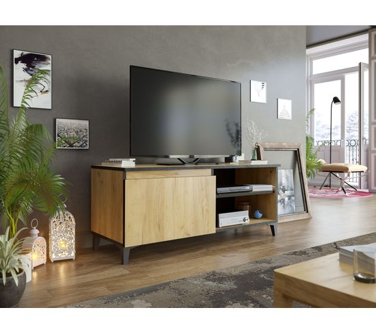 Meuble TV NINA 110cm imitation chêne