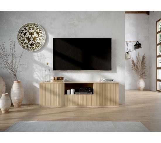 Meuble TV TASSO 180cm imitation chêne