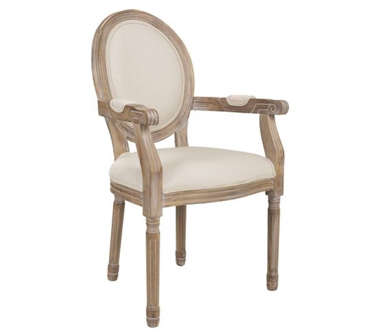 Chaise En Bois Rembourrée Beige 55x46x48/96h