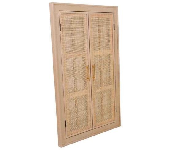 Miroir Avec Cadre En Bois Et Grille Marron 73.5x5x118h