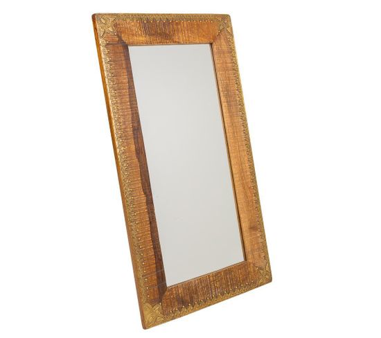 Miroir En Bois Et Métal Marron 49,5x1,5x88h