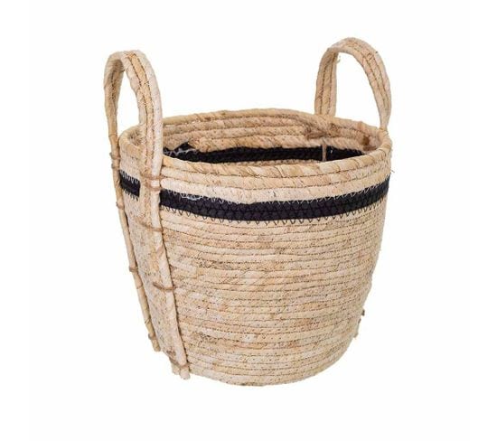 Panier En Fibre Naturelle Marron 26x26x22h