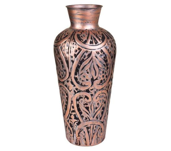 Vase En Métal Couleur Bronze 24x24x54h