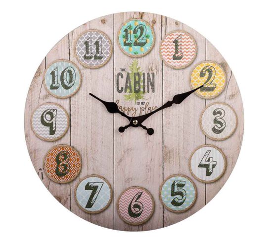 Horloge Murale En Bois Marron D34x2h