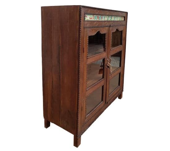 Vitrine En Bois Et Verre Marron 100x42x140h