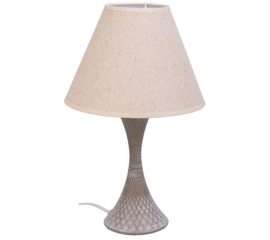 Lampe De Table En Métal Gris 23x23x38h