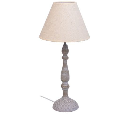 Lampe De Table En Métal Gris 23x23x51h