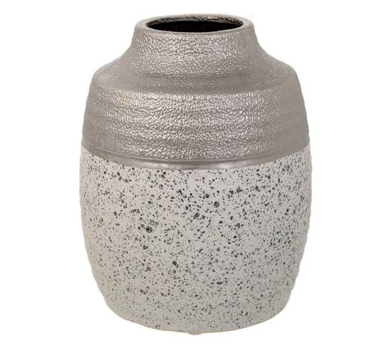 Vase En Céramique Argentée 16x16x20h