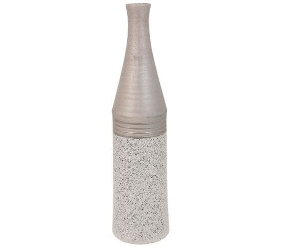 Vase En Céramique Argentée 13,5x13,5x53h