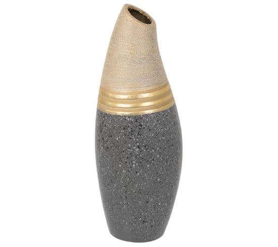 Vase En Céramique Dorée 12x12x33h