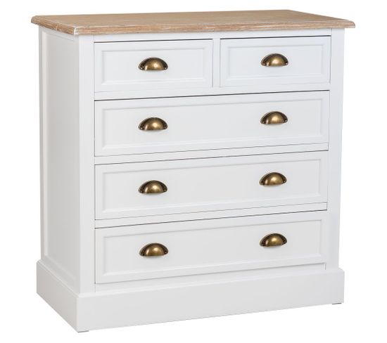 Commode En Bois Avec 5 Tiroirs Blanc 80x40x80.5h