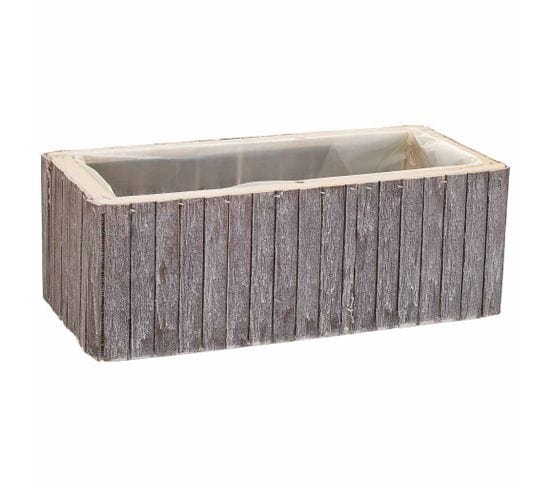 Panier Rectangulaire En Bois Gris 30.5x14.5x11h