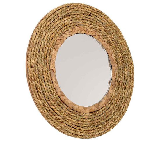 Miroir Rond En Fibre Naturelle Marron D25/13.5x02h