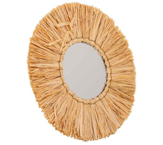 Miroir Rond En Fibre Naturelle Marron D25/11x02h