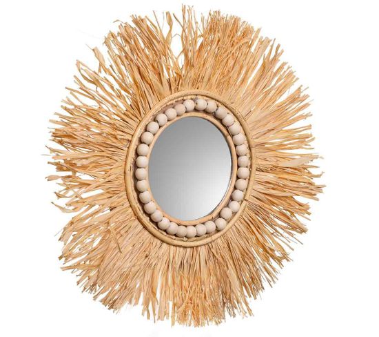 Miroir Rond En Fibre Naturelle Marron D44/13,5x02h