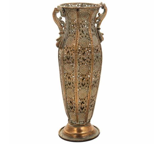 Vase En Métal Doré 15,5x11,5x34h