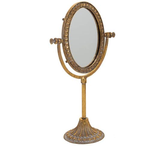 Miroir De Coiffeuse En Résine Avec Support Doré 17x9.5x30.5h