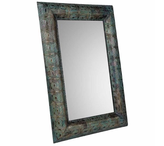 Miroir Mural En Métal Bleu 70x5x100h