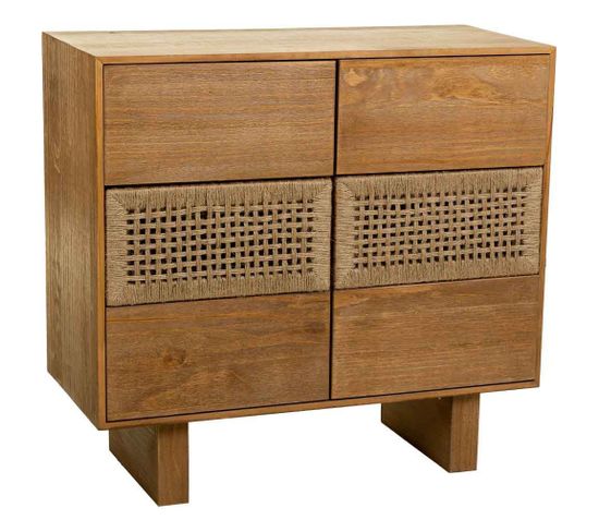 Commode En Bois Et Corde Tressée Marron 80x36x75h