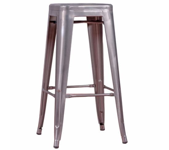 Tabouret Empilable En Acier Métal  - Bistro, Métal-clair, H.68cm, L.41cm, P.41cm