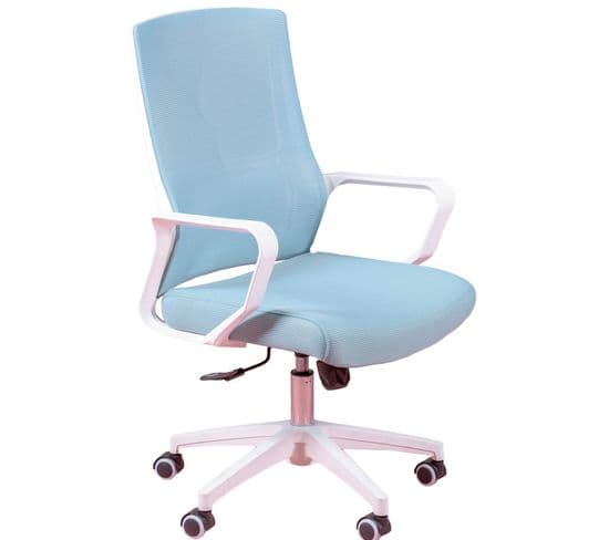 Chaise De Bureau  Avec Roulettes Et Accoudoirs - Mesh, Bleu, H.100cm, L.60cm, P.58cm