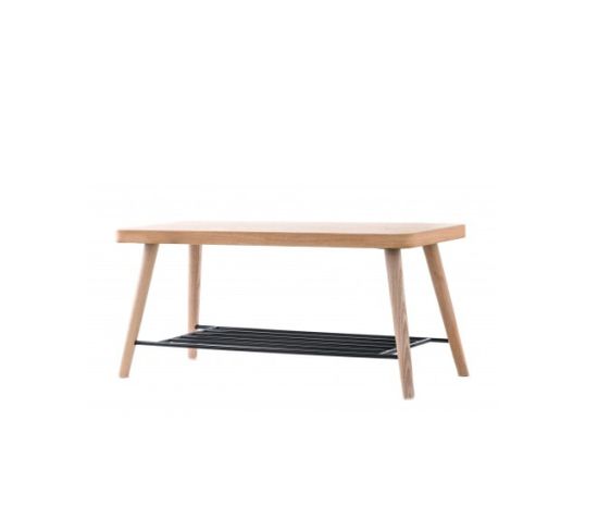 Banc Rustique En Hêtre Naturel - Bristol, Bois-clair, H.37cm, L.76cm, P.32cm