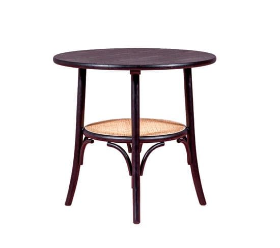 Table Ronde Rétro  En Frêne Naturel  - Oldhouse, Noir, H.75cm, L.81cm, P.81cm