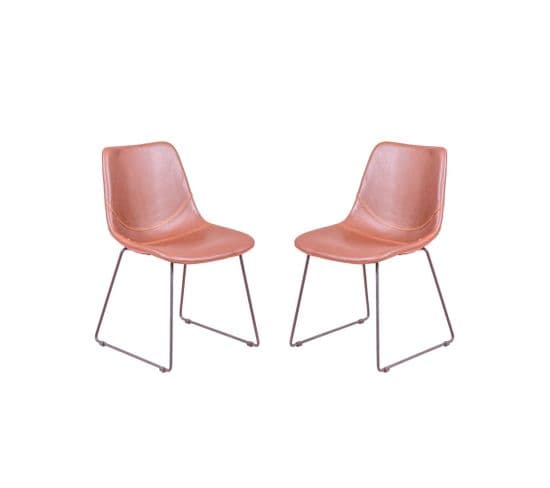 Lot De 2 Chaises Industrielles - City, Marron, H.82cm, L.49cm, P.52cm