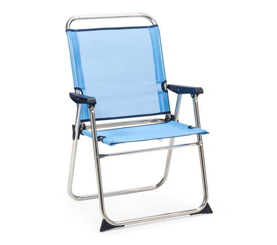 Chaise De Plage Pliante Solenny Marinera Dossier Haut Bleu 58x58x90 Cm