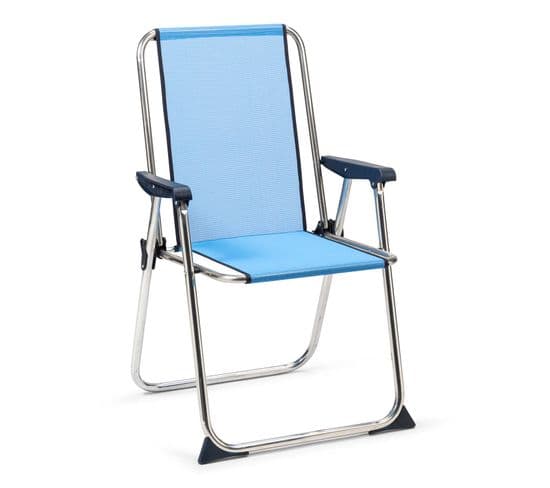 Chaise De Plage Pliante Solenny Avec Dossier Haut Bleu 55x53x89 Cm